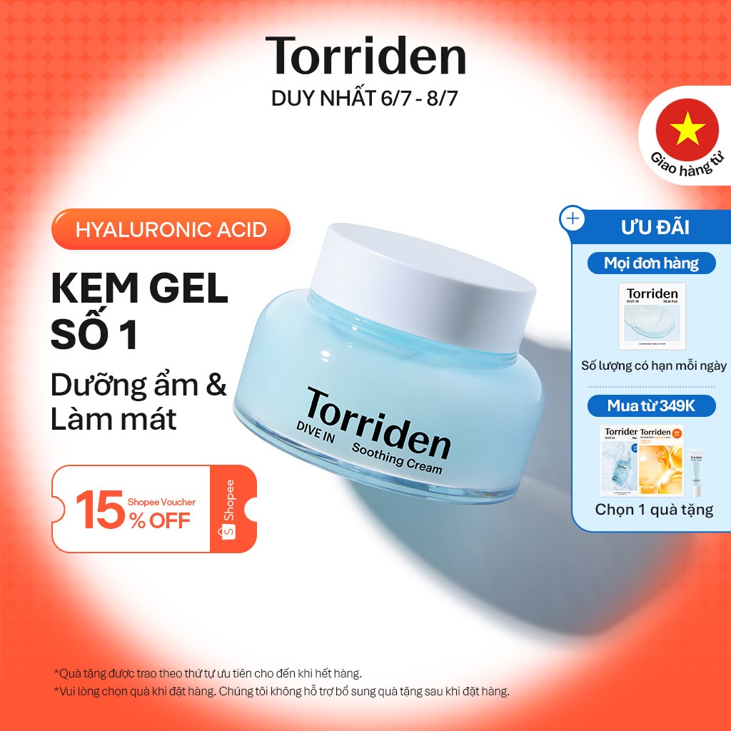 [Torriden Chính hãng] Kem dưỡng làm dịu da DIVE IN chứa Hyaluronic Acid, 100ml, Soothing Cream | BigBuy360 - bigbuy360.vn