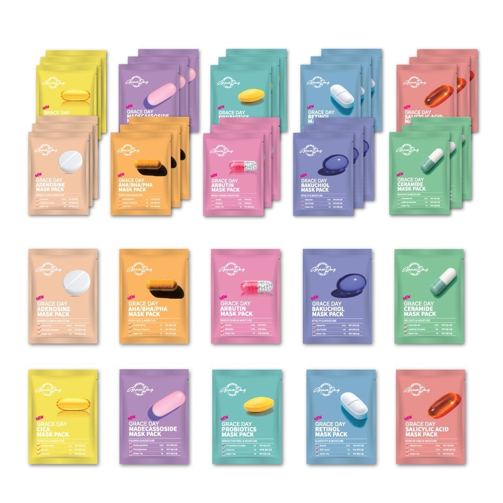 Gói mặt nạ thuốc Grace Day 27ml 1 tờ, Mặt nạ dưỡng ẩm & làm dịu da hàng ngày / creland zero