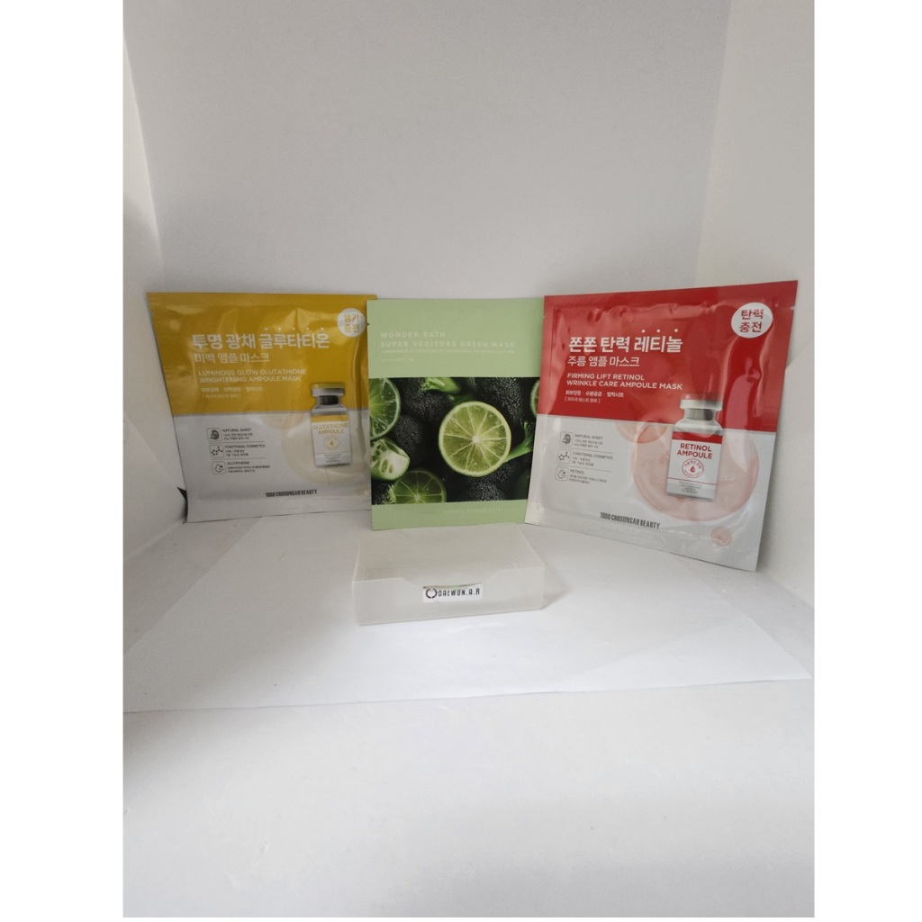 Chosungah Wonder Bath Super Vegitok Green Mask x16 + Làm trắng da Ampoule Glutathione x16 + Nếp nhăn