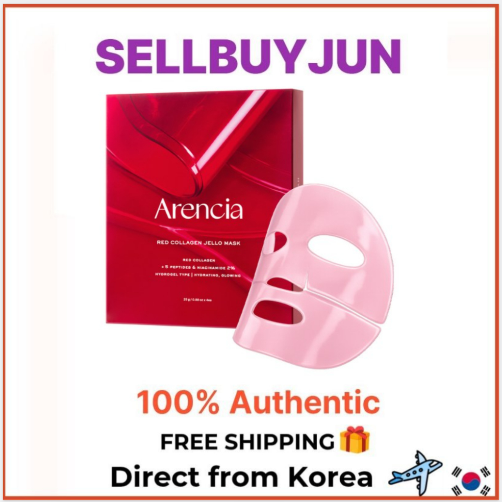 [Arencia] Bộ mặt nạ Hydrogel Collagen Jello đỏ gồm 4 | Mặt nạ tấm