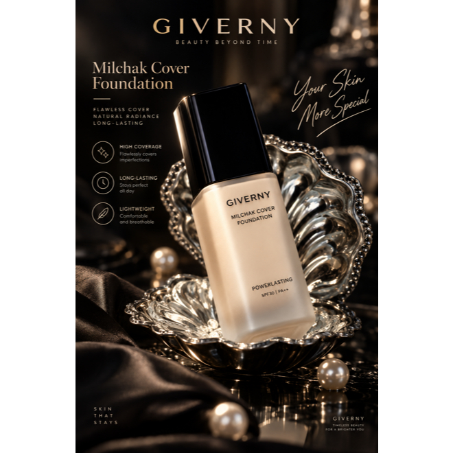 [GIVERNY] Fit Cover Foundation 30ml + 7 Puffs + Extra Set