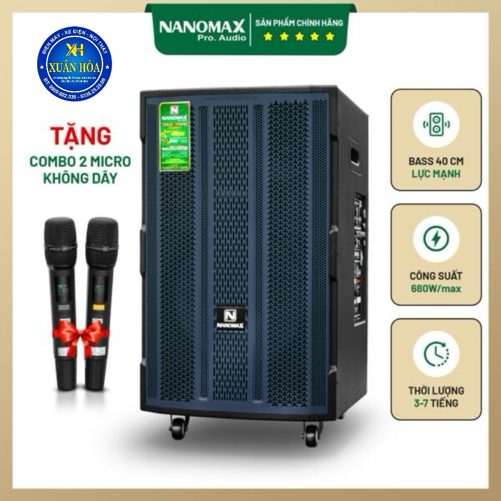 Loa Kéo Nanomax SK-15Q5 Bass 40cm 680w Karaoke Bluetooth