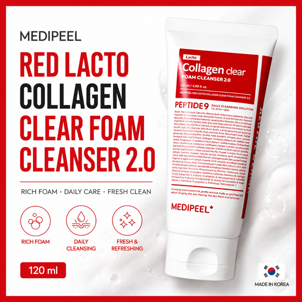 [MEDIPEEL] Sữa rửa mặt trong suốt Red Lacto Collagen 2.0 120ml / Sữa rửa mặt Hàn Quốc / Sữa rửa mặt 