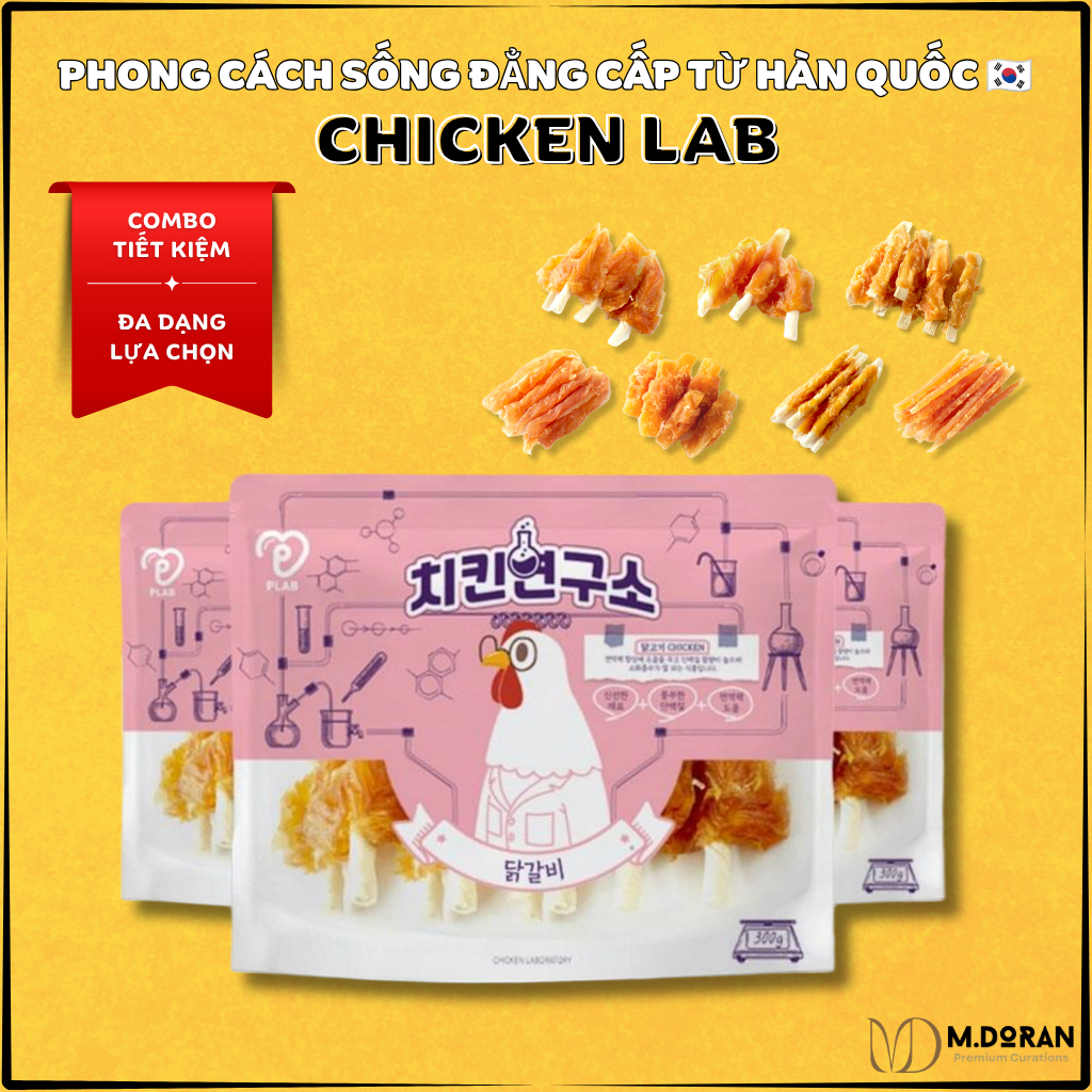 Bánh Gặm Cho Chó CHICKEN LAB Combo Đa Dạng BBQ Gà Dakgalbi Hàn Quốc Giàu Đạm Tăng Miễn Dịch