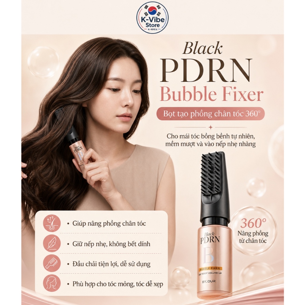 [K-Vibe Store] BY-OUR Black PDRN Bubble Fixer 360° Root Volume Up. 100ml