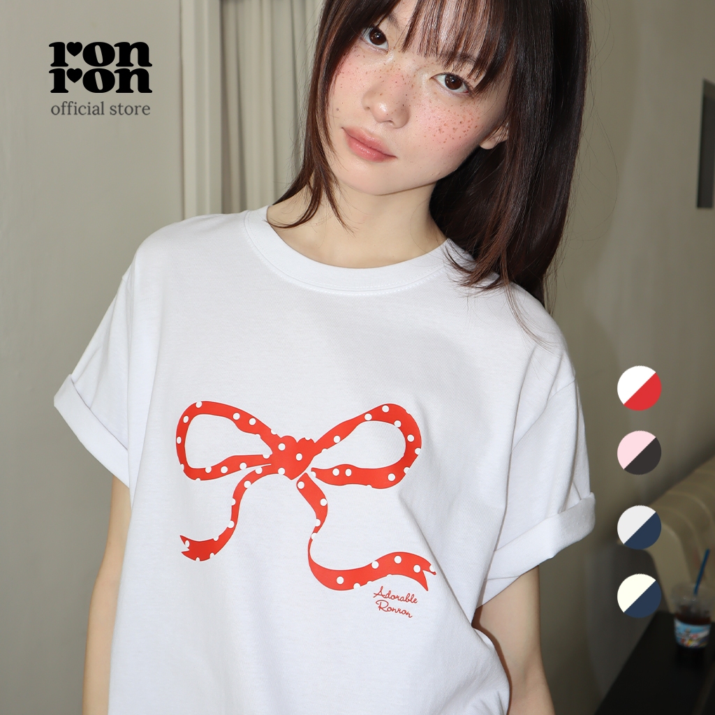 [RONRON] NEW Heart Ribbon Basic Fit T Shirt / 4colors