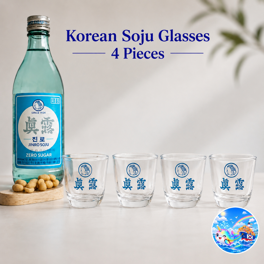 Jinro Is Back Soju Shot Glass Set, 4 miếng, Kính Soju Hàn Quốc