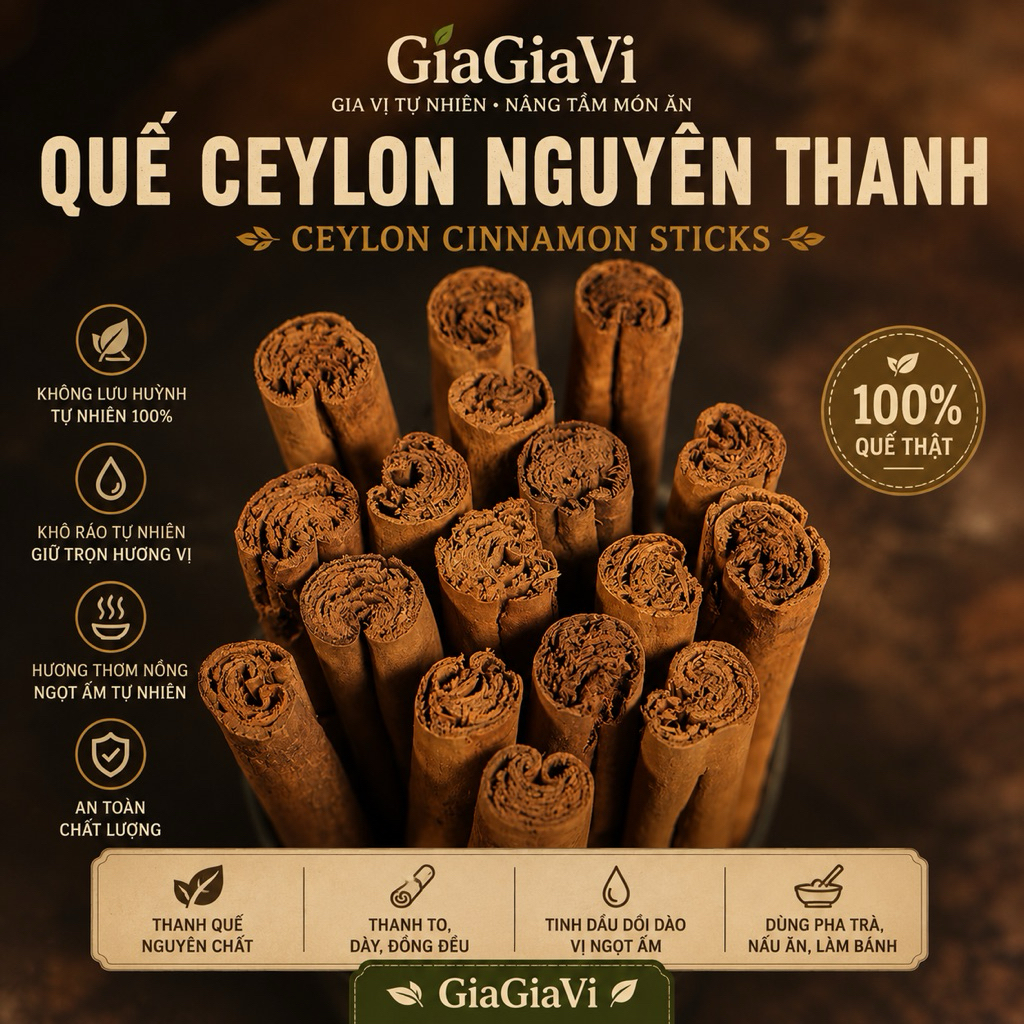 Bột Quế Ceylon Nguyên Chất | Quế Ceylon Nguyên Thanh | Gia Vị Làm Bánh, Pha Trà | Cinnamon Ceylon | 