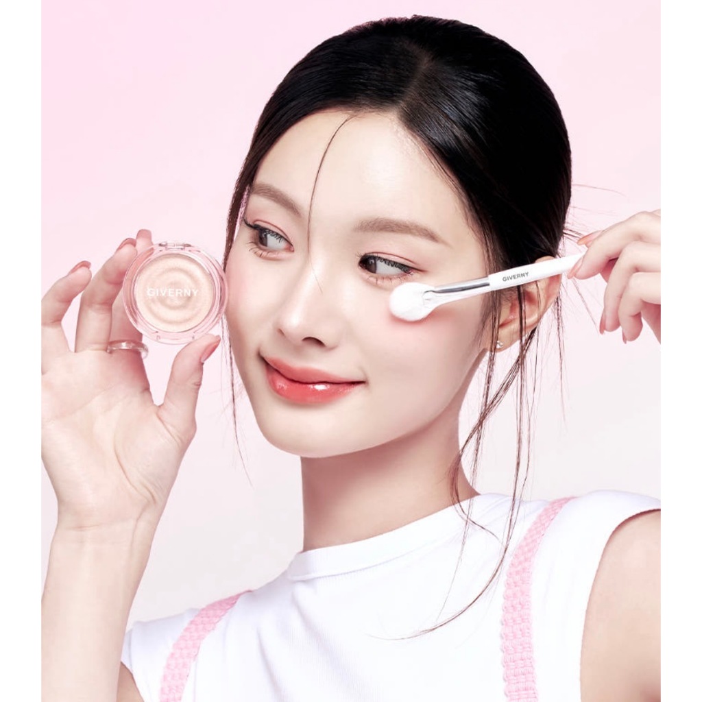Bàn chải quạt cuộn GIVERNY Dewy 1 cái | Bàn chải Highlighter lông thuần chay mềm 128mm | Dụng cụ tra