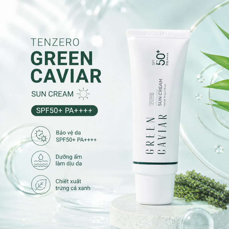 【Deal 7.7 - Mua 2 Giảm 20%】Kem Chống Nắng TENZERO Green Caviar SPF50+ PA++++ 50ml Hàn Quốc Bảo Vệ Da