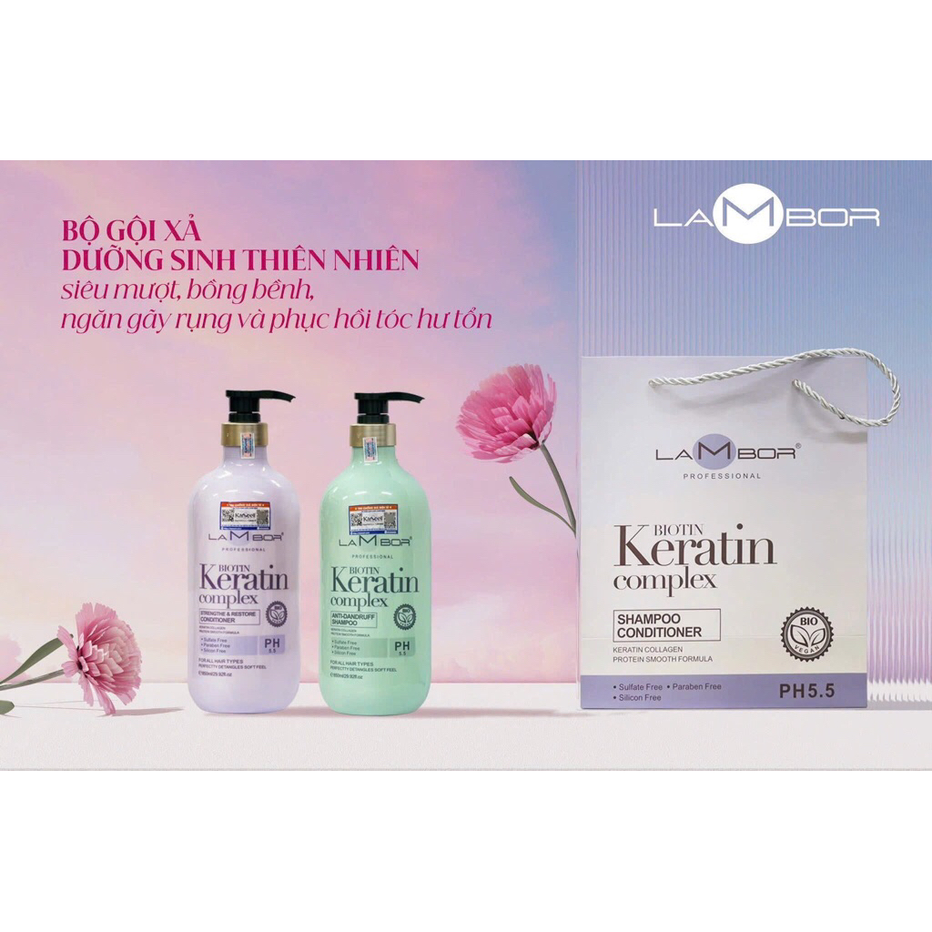 cặp gội xả LaMbor biotin, keratin complex