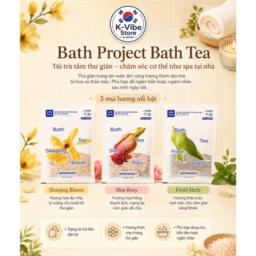 [K-Vibe Store] Muối tắm Bath Project Butter Labelt 40g