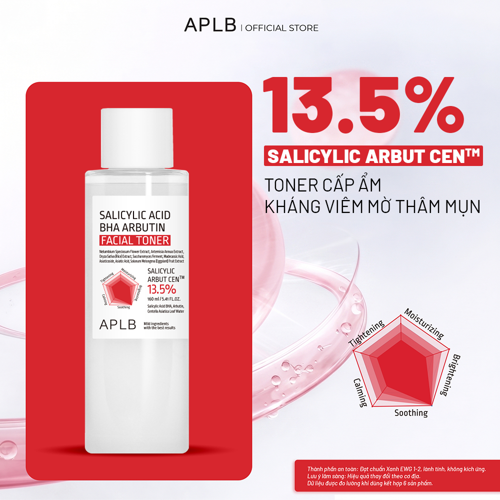 Toner BHA Arbutin Giảm Mụn Trắng Da APLB Salicylic Acid BHA Arbutin Facial Toner, Nước Hoa Hồng Cho 