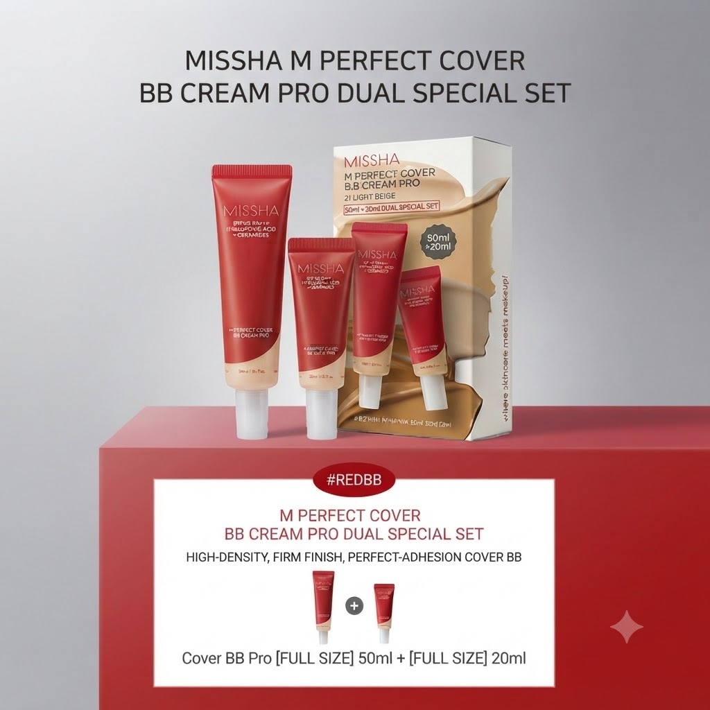 Missha M Perfect Cover BB Cream Pro Dual Set (20ml + 50ml) | Bảo hiểm lâu trôi & chống tia cực tím S