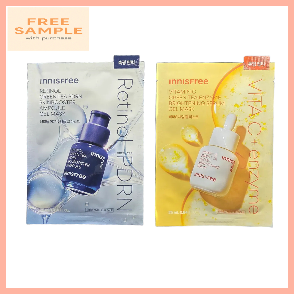 Innisfree Ampoule Gel Mask Pack Retinol PDRN Ampoule / Vitamin C Serum Hydrogel Face Mask Sheet