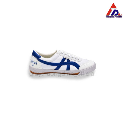 Giầy Vải TDK 26 - Asean Mẫu buộc dây trắng kẻ xanh