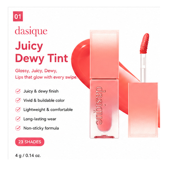 K-Beauty | Tint dasique Juicy Dewy | Son Tint Lip Juicy Hàn Quốc | Màu môi Dewy nhẹ có thể xây dựng 