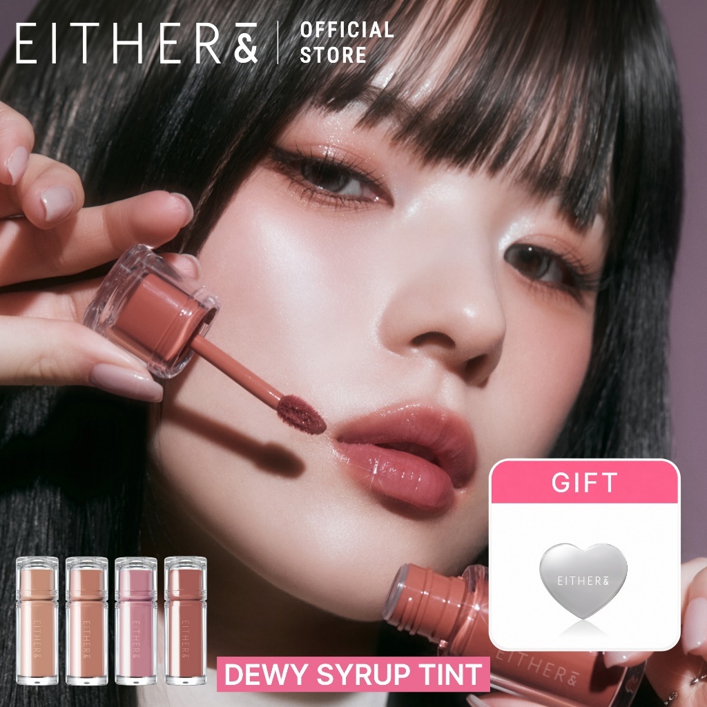 Son môi EITHER& Dewy Syrup Tint Hàn Quốc bóng nước màu rõ lâu trôi dưỡng ẩm tự nhiên 4.3g