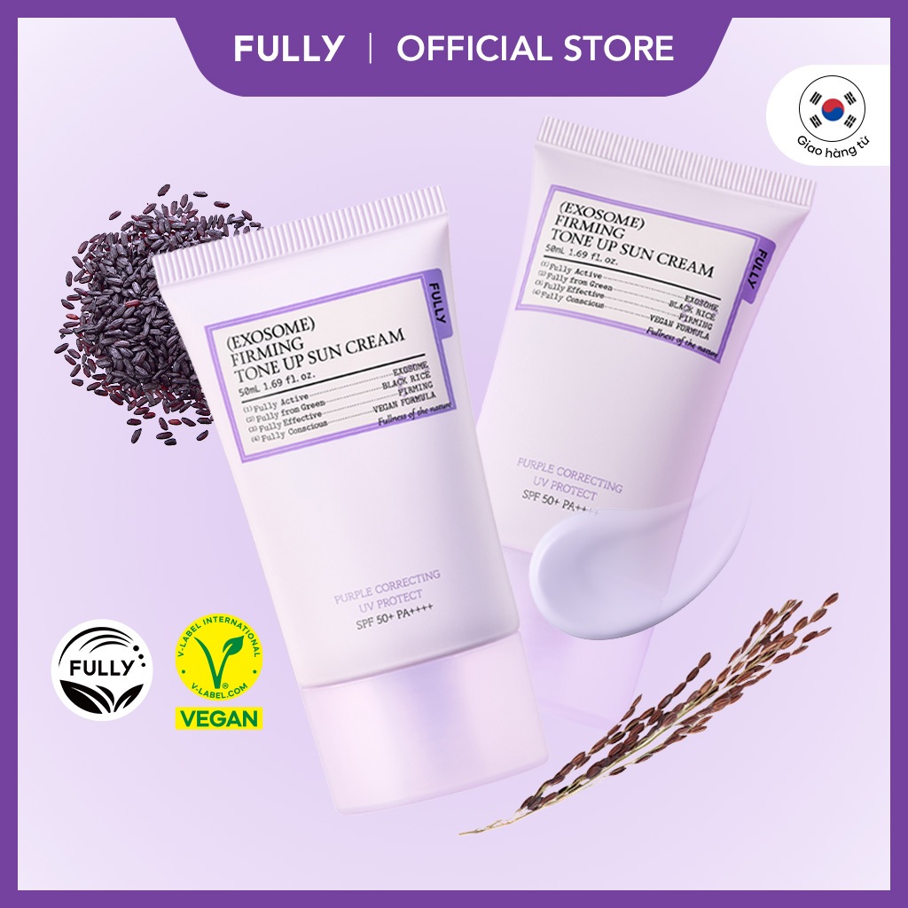 [FULLY Chính Hãng] COMBO Fully Kem chống nắng nâng tone Tím 50ml x 2ea | Fully Exosome Firming Tone 