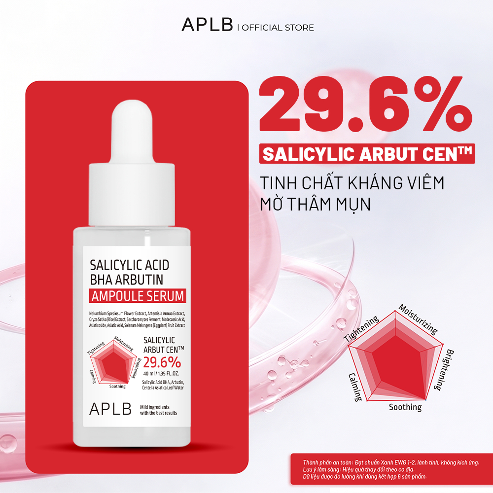 Serum Arbutin Giảm Thâm Nám 40ml APLB Salicylic Acid BHA Arbutin Ampoule Serum Sáng Da Mờ Thâm