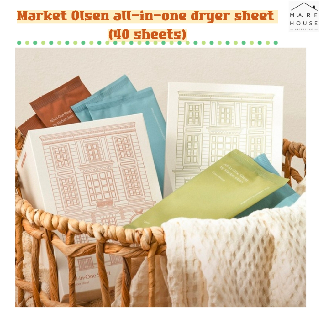 [Market olsen]Giấy Thơm Sấy Quần Áo Market Olsen Cao Cấp Thuần Chay Lưu Hương Chống Tĩnh Điện 40 Tờ