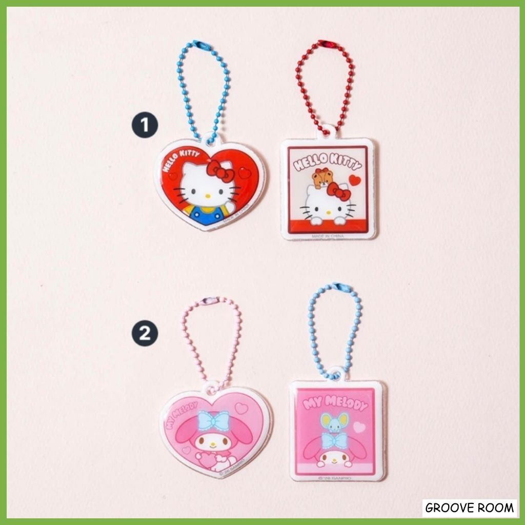 Daiso Sanrio Hello Kitty My Melody Soft Squishy Móc Khóa 2 Bộ Túi Charm Bóng Dây Xích