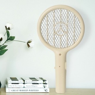 Samjung Clean Master Mini Electric Mosquito Swatter 3000-3800V Lưới An Toàn 3 Lớp Đèn LED Di Động Bug Zapper Màu Be