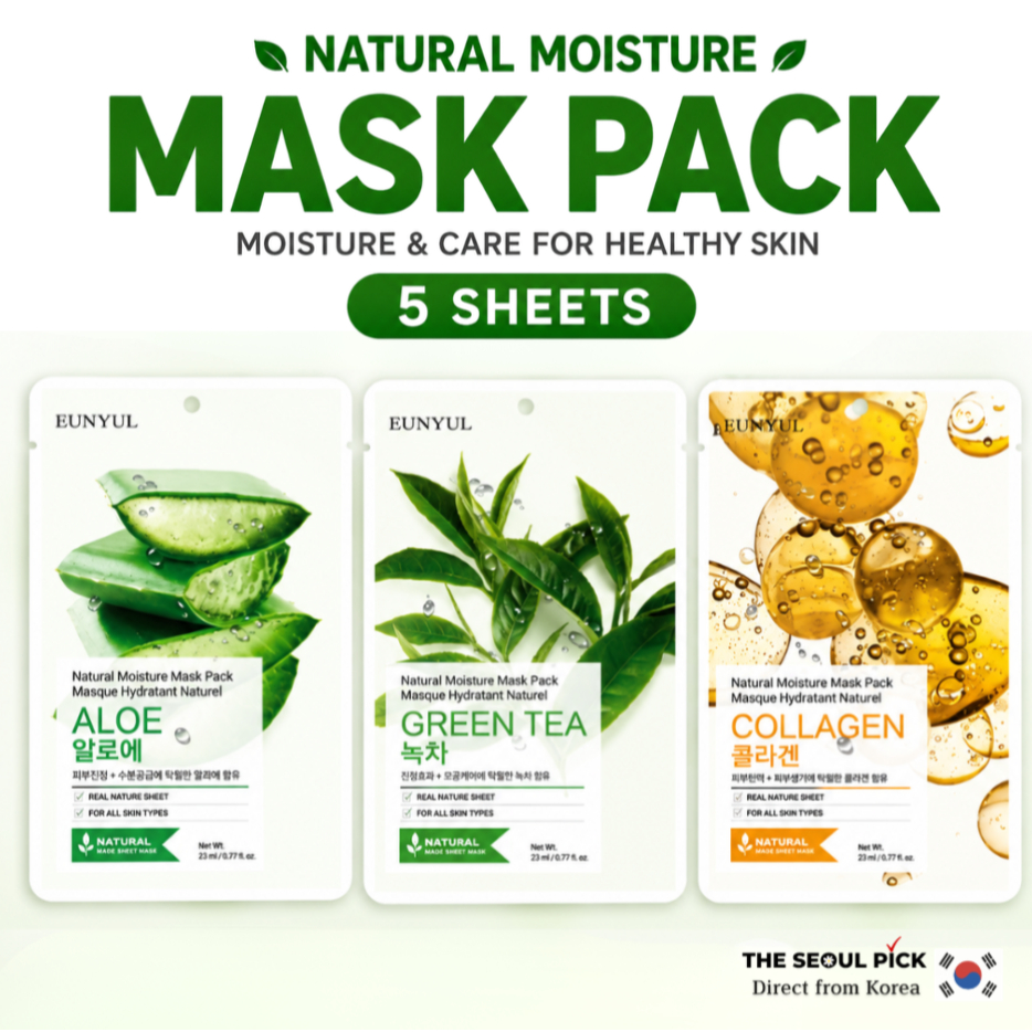 [Eunyul] Mặt nạ tấm dưỡng ẩm tự nhiên 5 tờ Collagen Aloe Green Tea Chăm sóc da Hàn Quốc