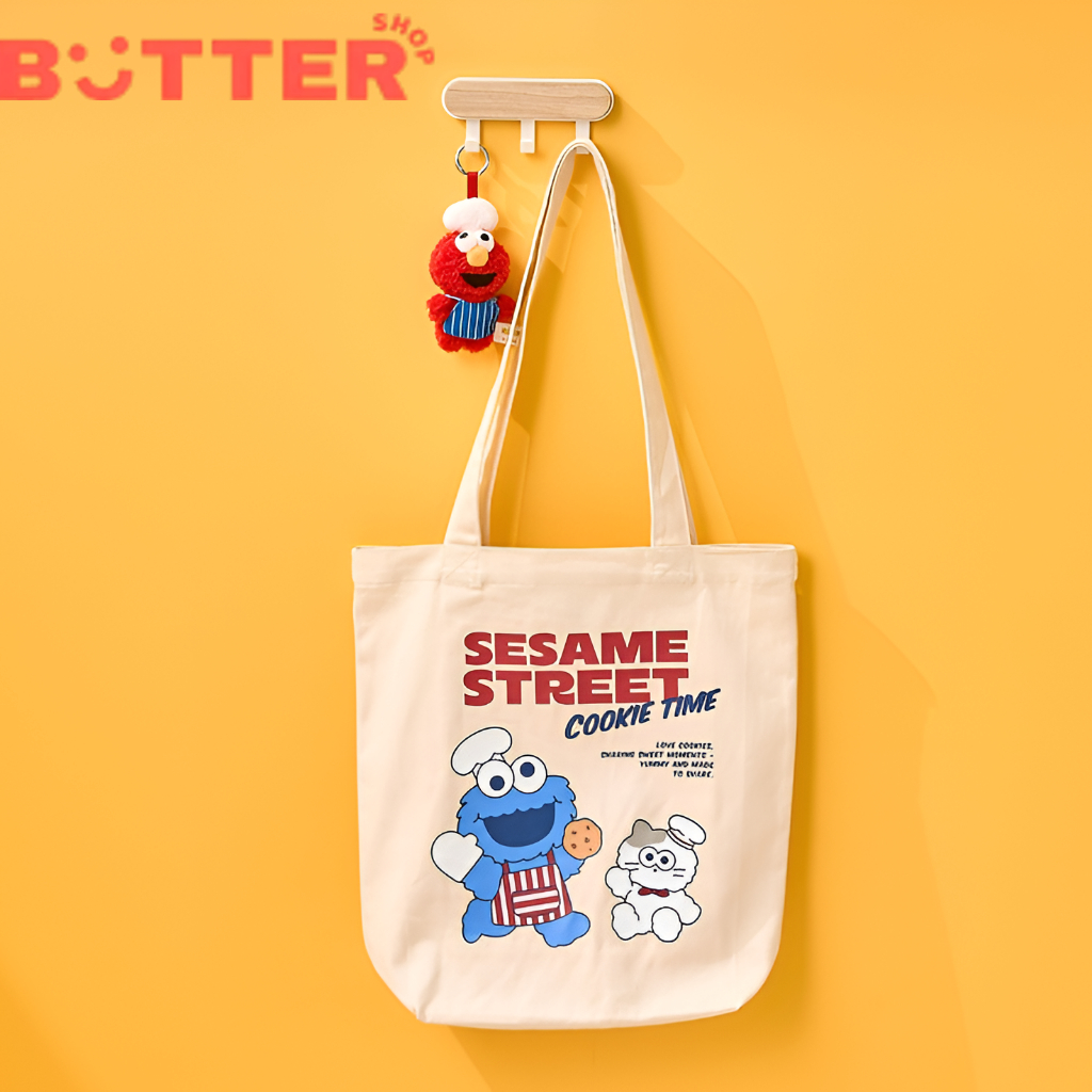 [Butter Shop] Cookie Monster X Milk Cat Eco Bag Ivory | Túi sinh thái Cookie Monster X Milk Cat Ivor