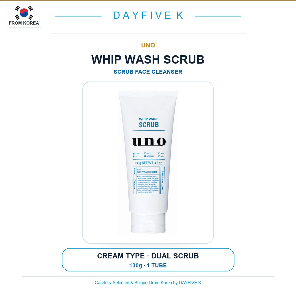 Sữa rửa mặt UNO Whip Wash 130g | Sữa rửa mặt dành cho nam bằng kem tẩy tế bào chết kép | Sữa rửa mặt