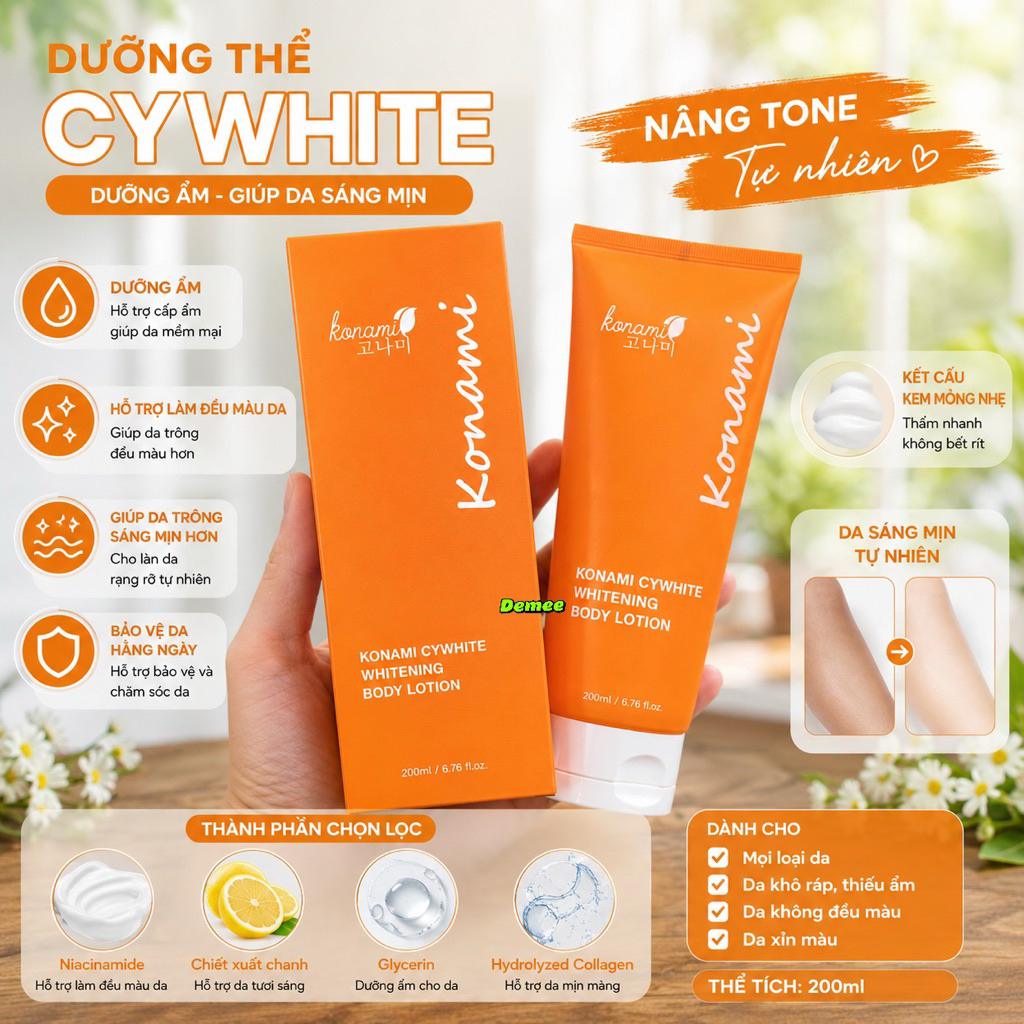Konami Cywhite Whitening Body Lotion 200ml – Dưỡng Thể Konami Cywhite 200ml