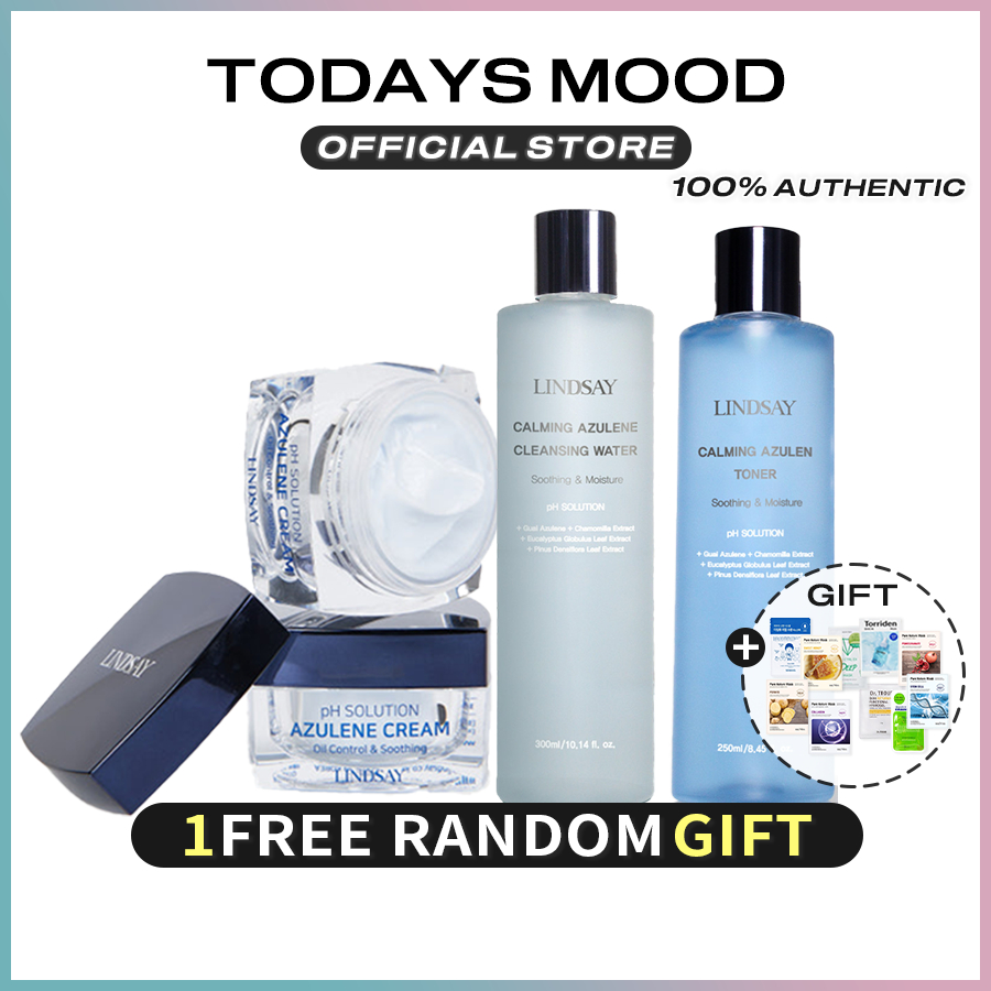[LINDSAY] Dòng Azulene làm dịu | Nước rửa mặt + Mực + Kem | Hydrat hóa nhẹ nhàng | Azulene & Hoa cúc