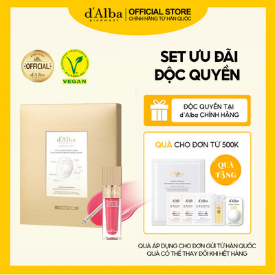 [d'Alba Official] Set ưu đãi độc quyền số lượng có hạn (Mặt nạ thạch Viên nang dưỡng sáng cao cấp + Son làm đầy môi)