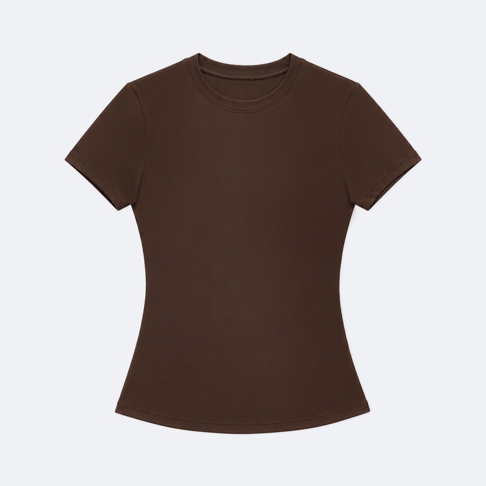 ORIENA Studio Slim Fit Flex Tay Ngắn (Saddle Brown) Áo Thun Thể Thao Yoga Pilates