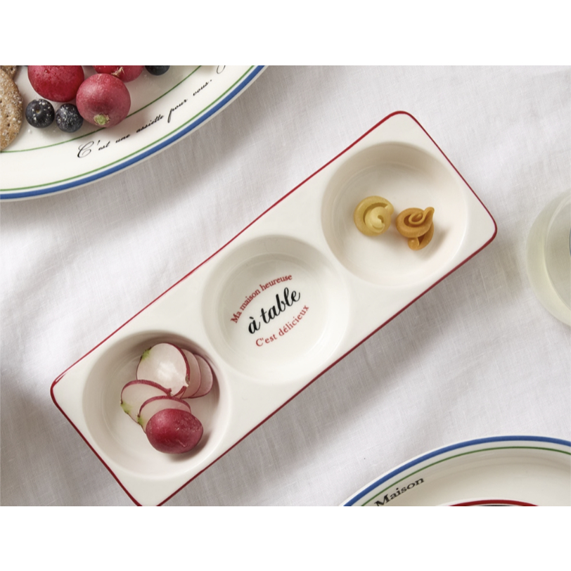 [Ngôi nhà hiện đại] Đĩa chia 3 phần Le Bon French L25 - Đỏ