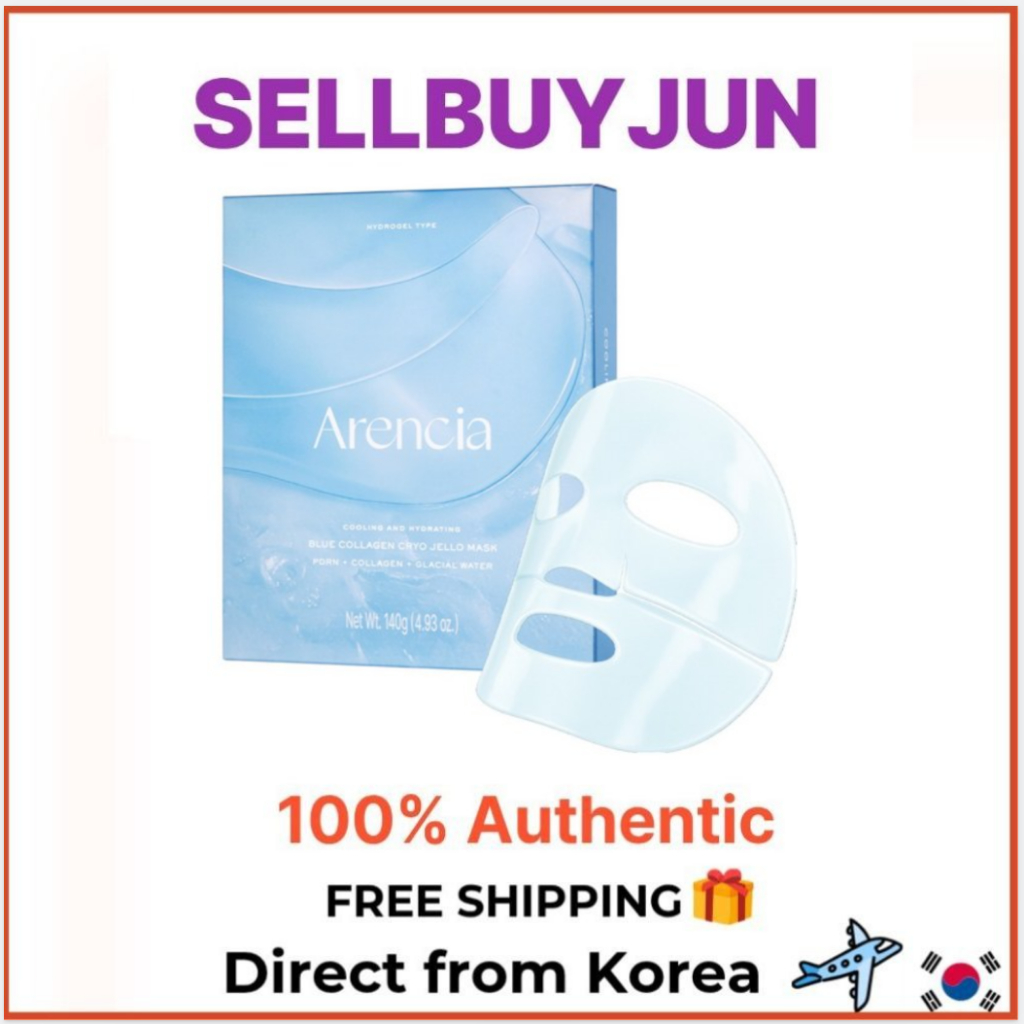 [Arencia] Bộ mặt nạ Jello Hydrogel Blue Collagen Cooling gồm 4 chiếc | Mặt nạ tấm