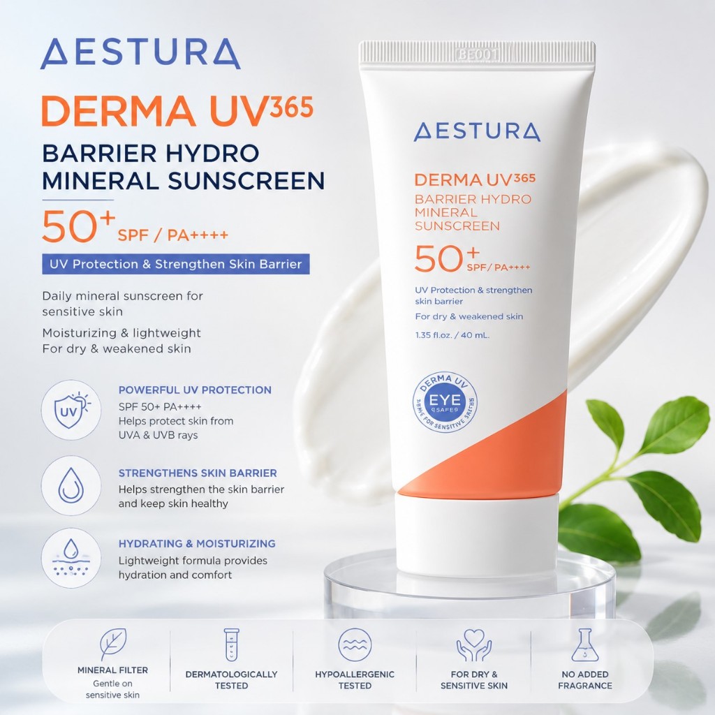 Kem chống nắng AESTURA Derma UV365 Barrier Hydro Mineral SPF50 + PA + + + + 40ml Kem chống nắng da n