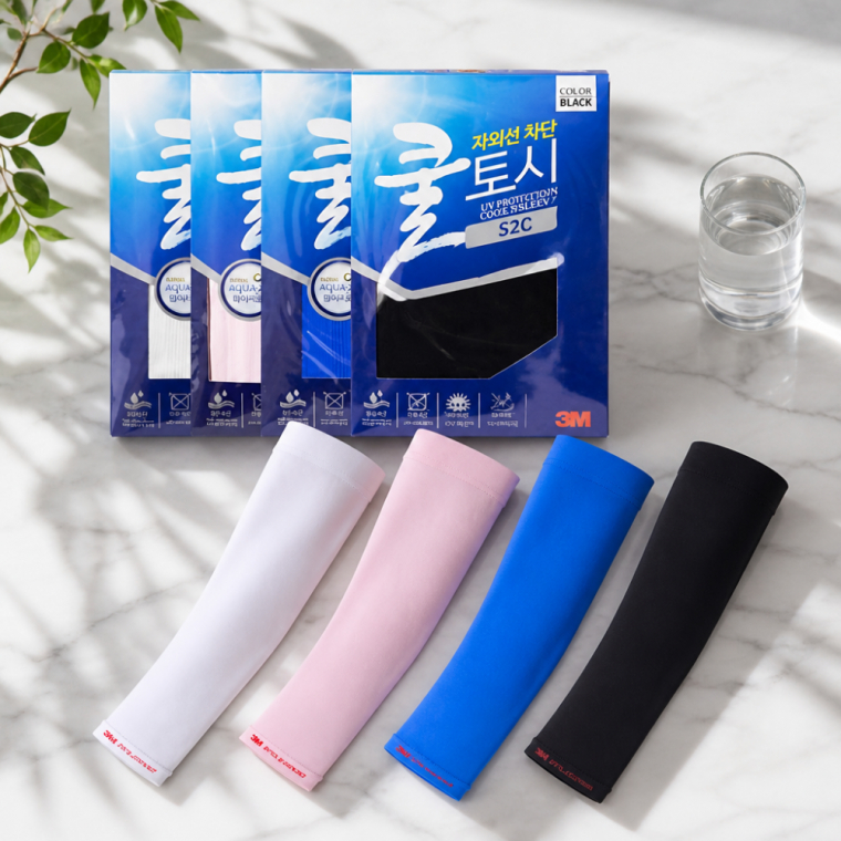 [3M] Tay áo làm mát chống tia cực tím Aqua-X 2000 1 cặp (Trắng / Đen / Hồng / Xanh) | Ice Silk Sunbl