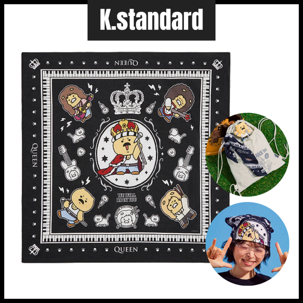 Kakao Friends QUEEN Choonsik Cotton Bandana Rock Star Khăn Tóc 54x54cm