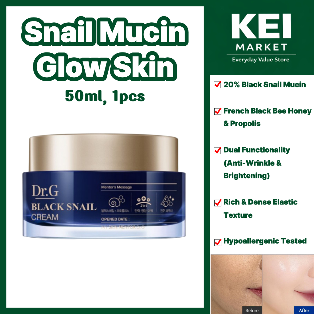 Dr.G Black Snail Cream 50ml - Snail Mucin Intensive Elasticity & Brightening Dưỡng Ẩm