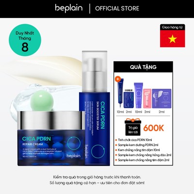 [Beplain Chính Hãng] [Combo độc quyền] Kem dưỡng BEPLAIN PDRN Rau Má đàn hồi & trẻ hóa làn da, cấp ẩm & căng bóng Cica PDRN 50ml & Serum 30ml