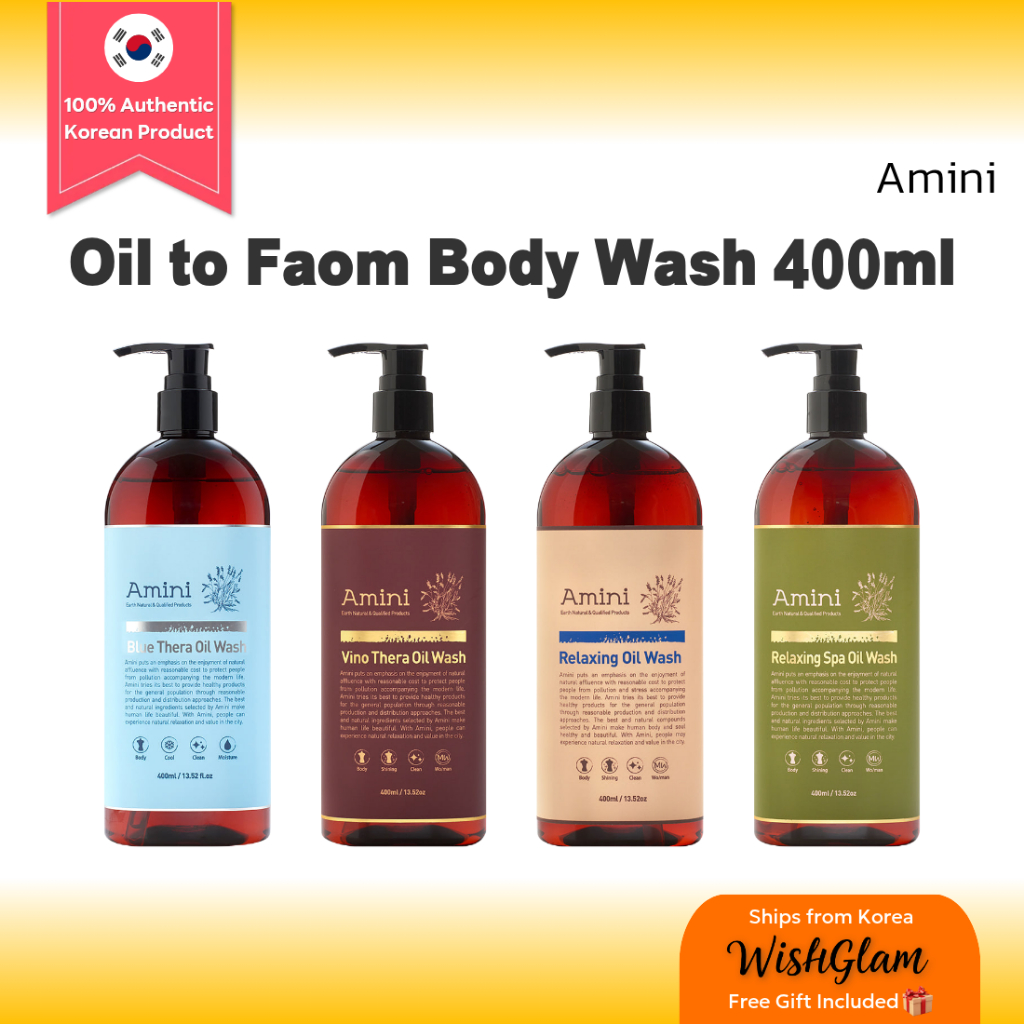 [AMINI] Oil to Foam Body Wash 400ml - Citrus / Grape Wine / Baby Powder / Citrus Herb
