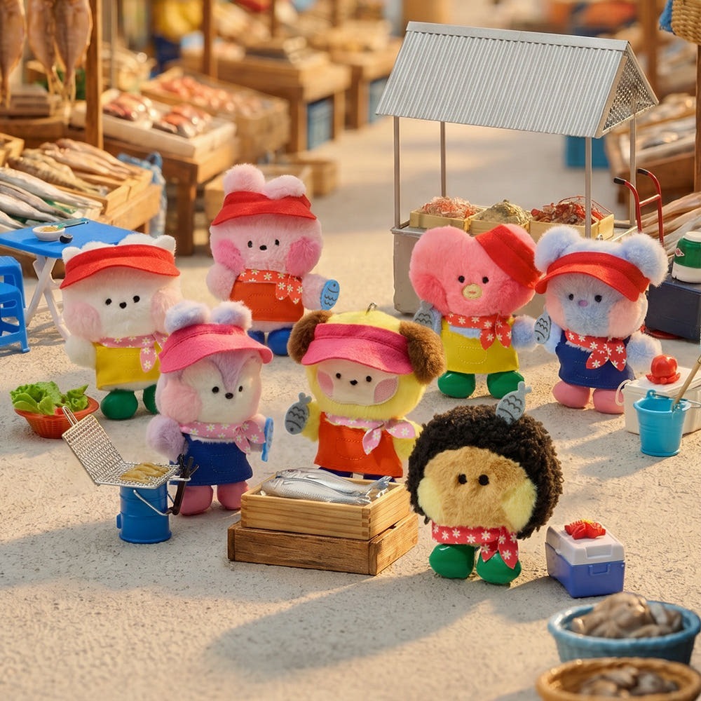 LINE FRIENDS BT21 Busan Jagalchi Market Sang Trọng Móc Khóa Nhân Vật Túi Charm Mềm Móc Khóa COOKY