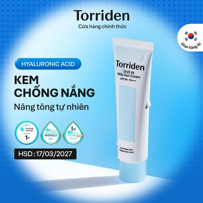[EVENT] Kem chống nắng dịu nhẹ DIVE IN chứa Hyaluronic Acid với SPF 50+ PA++++, 60ml, Sun Cream (HSD 17/03/2027)