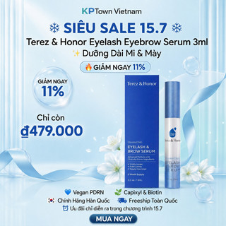 Terez & Honor Eyelash Eyebrow Serum 3ml Hàn Quốc Serum Dưỡng Dài Mi Dày Mi Dưỡng Lông Mày Phục Hồi Mi Yếu Gãy Rụng Giúp Mi Cong Dày Tự Nhiên Nuôi Dưỡng Lông Mày Chắc Khỏe Hỗ Trợ Mọc Mi Nhanh Cho Hàng Mi Đậm Dài Rạng Rỡ Chính Hãng Korea