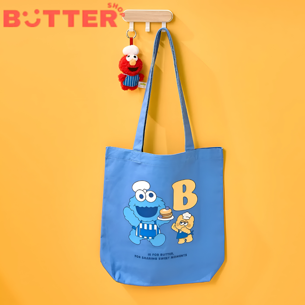 [Butter Shop] Cookie Monster X Butter-kun Eco Bag Blue Túi sinh thái Cookie Monster X Butter-kun Xan