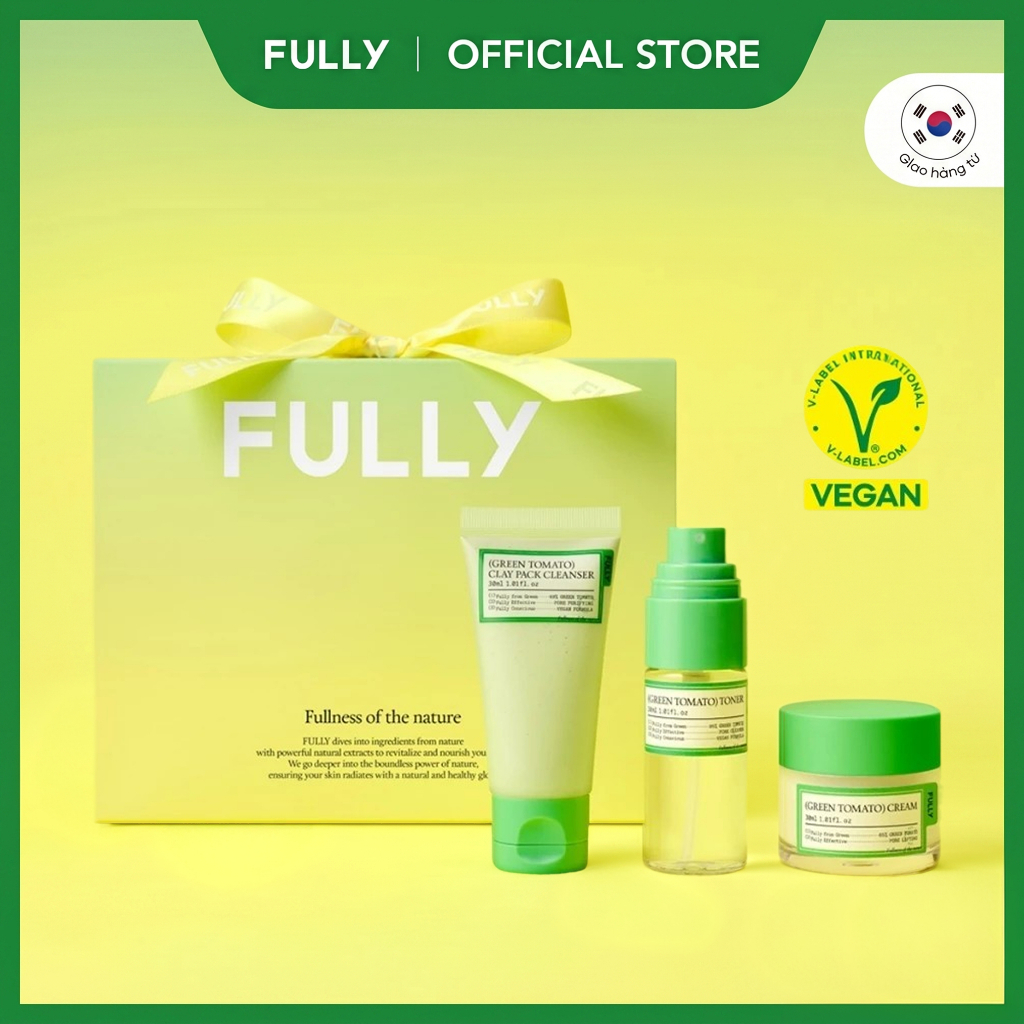 [FULLY Chính Hãng] Fully Bộ Kit thử Cà Chua Xanh, Gồm Sữa rửa mặt nạ 30ml, Toner 30ml, Kem dưỡng 30ml