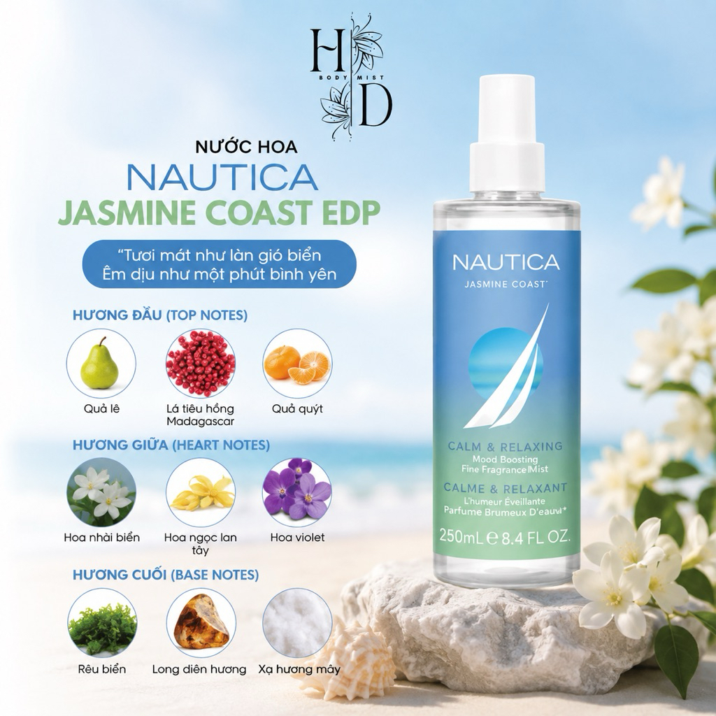 TESTER JASMINE COAST- Xịt thơm body mist Nautica