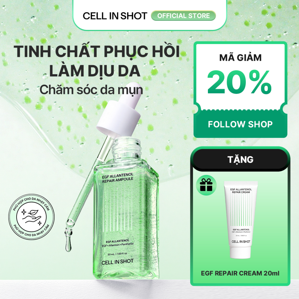 [CELL IN SHOT] Tinh chất EGF Allantenol Repair Ampoule 50ml phục hồi da, cấp ẩm sâu, củng cố hàng rào bảo vệ, làm dịu da