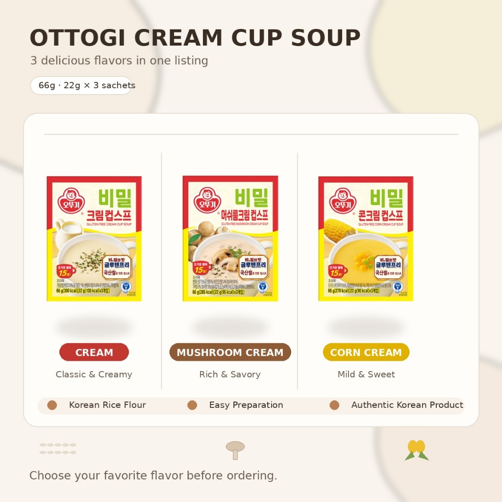 Súp kem bột gạo Hàn Quốc OTTOGI – 3 lựa chọn